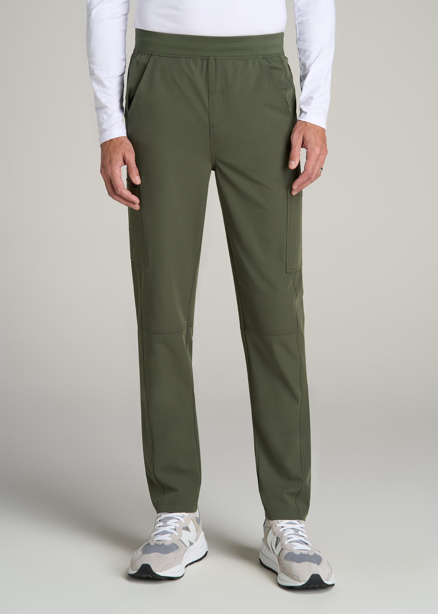 Cargo Scrub Pants for Tall Men in Clover Green