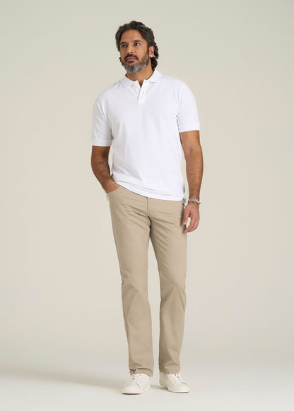 Carman TAPERED Fit Five Pocket Pants for Tall Men in Desert Khaki