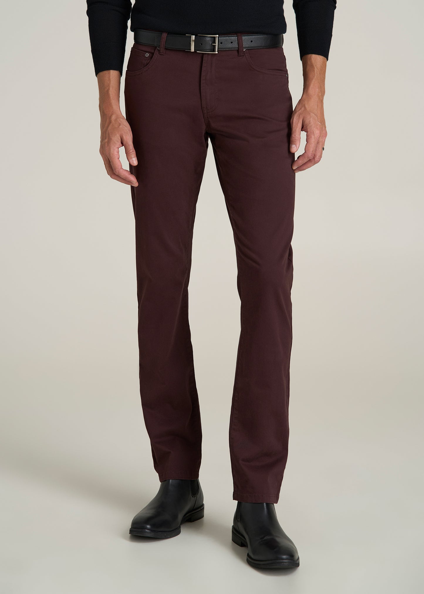 Carman TAPERED Fit Five Pocket Pants for Tall Men in Oxblood