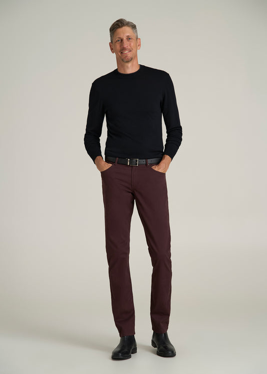 Carman TAPERED Fit Five Pocket Pants for Tall Men in Oxblood