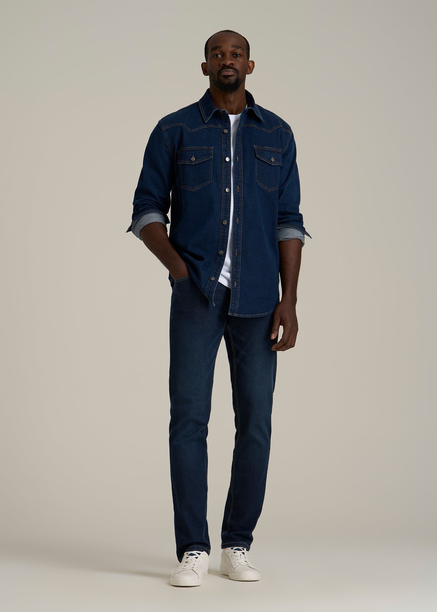 Carman TAPERED Jeans for Tall Men in Blue Steel