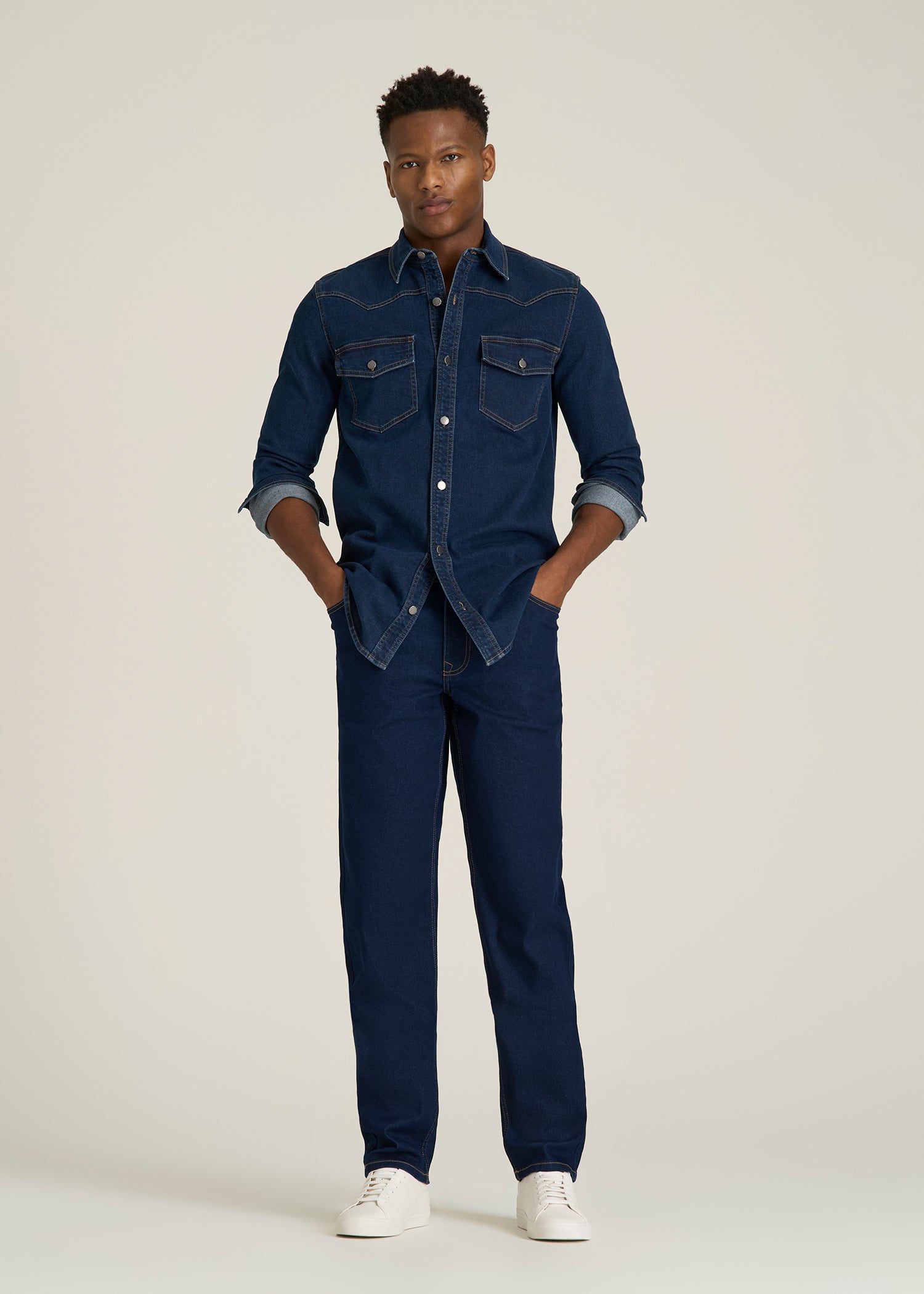Carman TAPERED Jeans for Tall Men in Deep Indigo Wash
