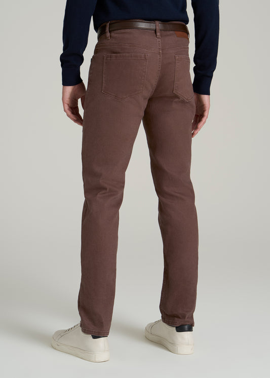 Carman Tapered Fit Colored Jeans for Tall Men in Dark Toffee