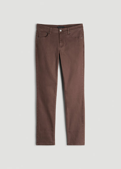 Carman Tapered Fit Colored Jeans for Tall Men in Dark Toffee