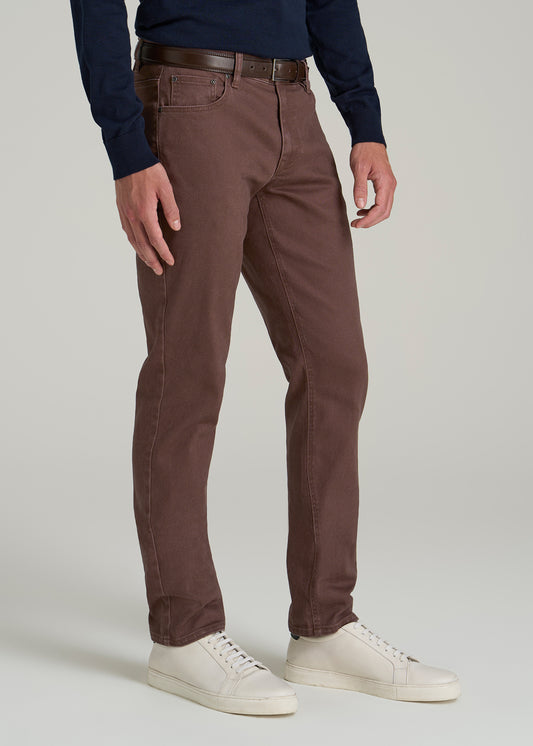 Carman Tapered Fit Colored Jeans for Tall Men in Dark Toffee