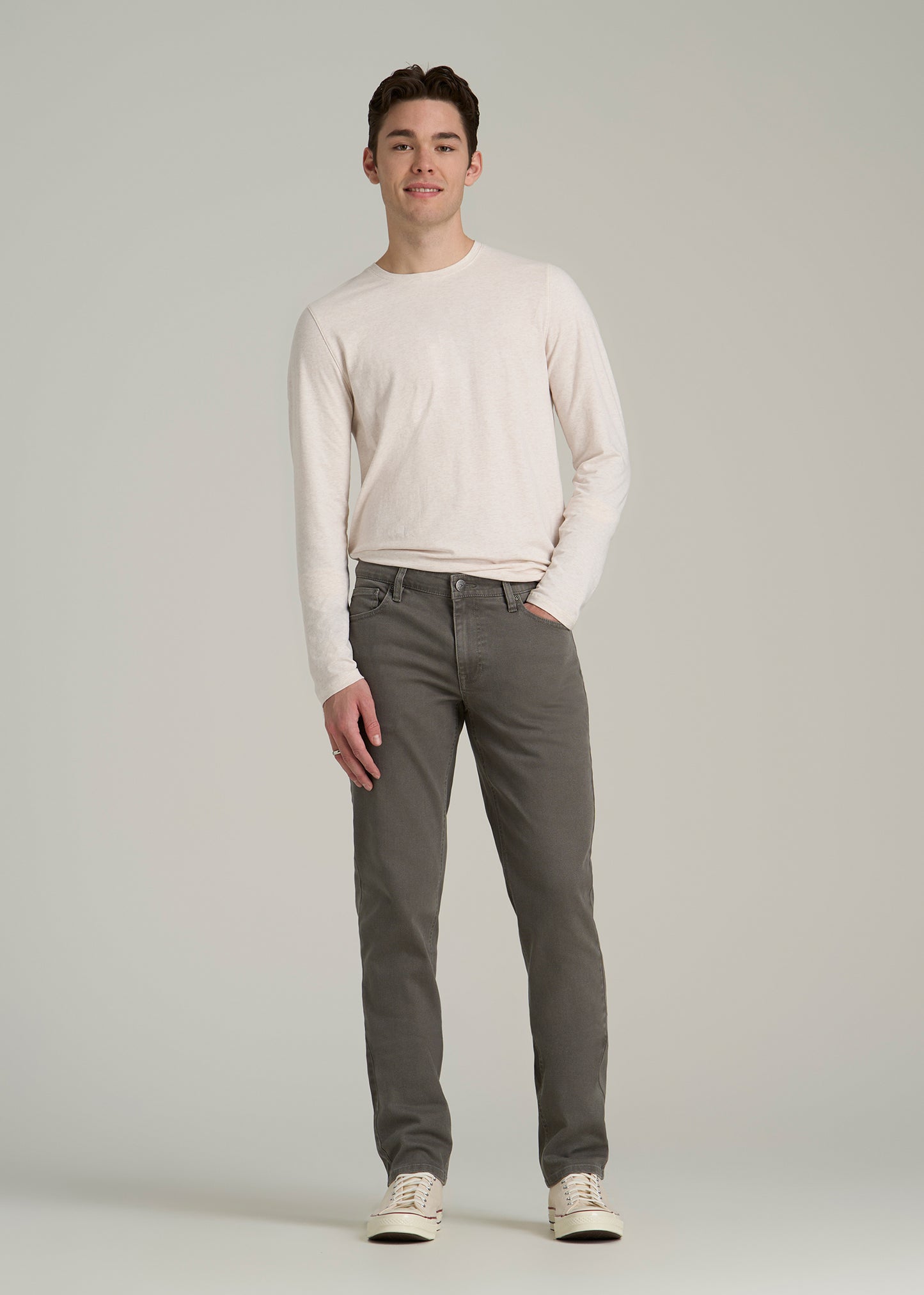 Carman Tapered Fit Colored Jeans for Tall Men in Sage