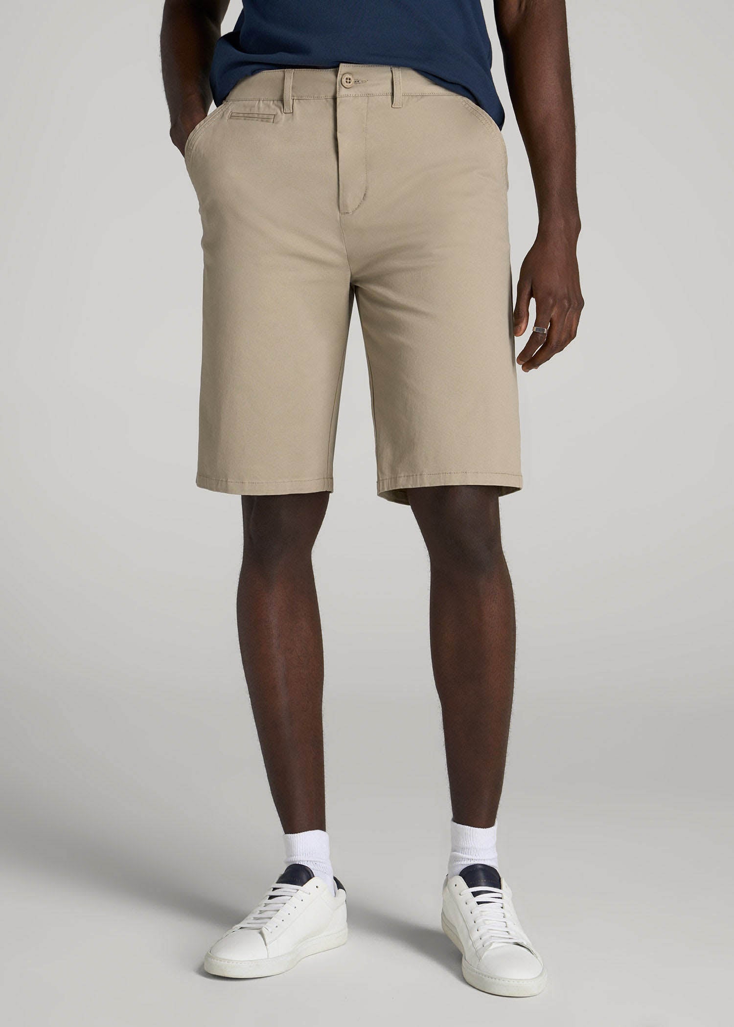 Chino Shorts for Tall Men in Desert Khaki