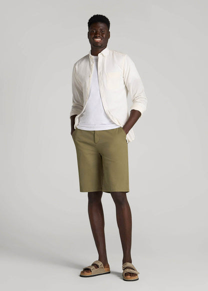 Chino Shorts for Tall Men in Fatigue Green