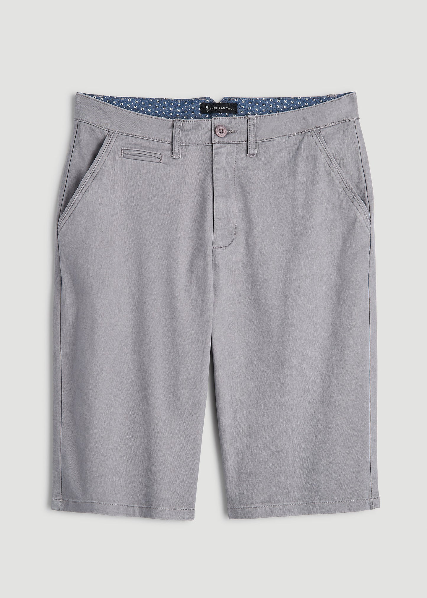 Chino Shorts for Tall Men in Pebble Grey
