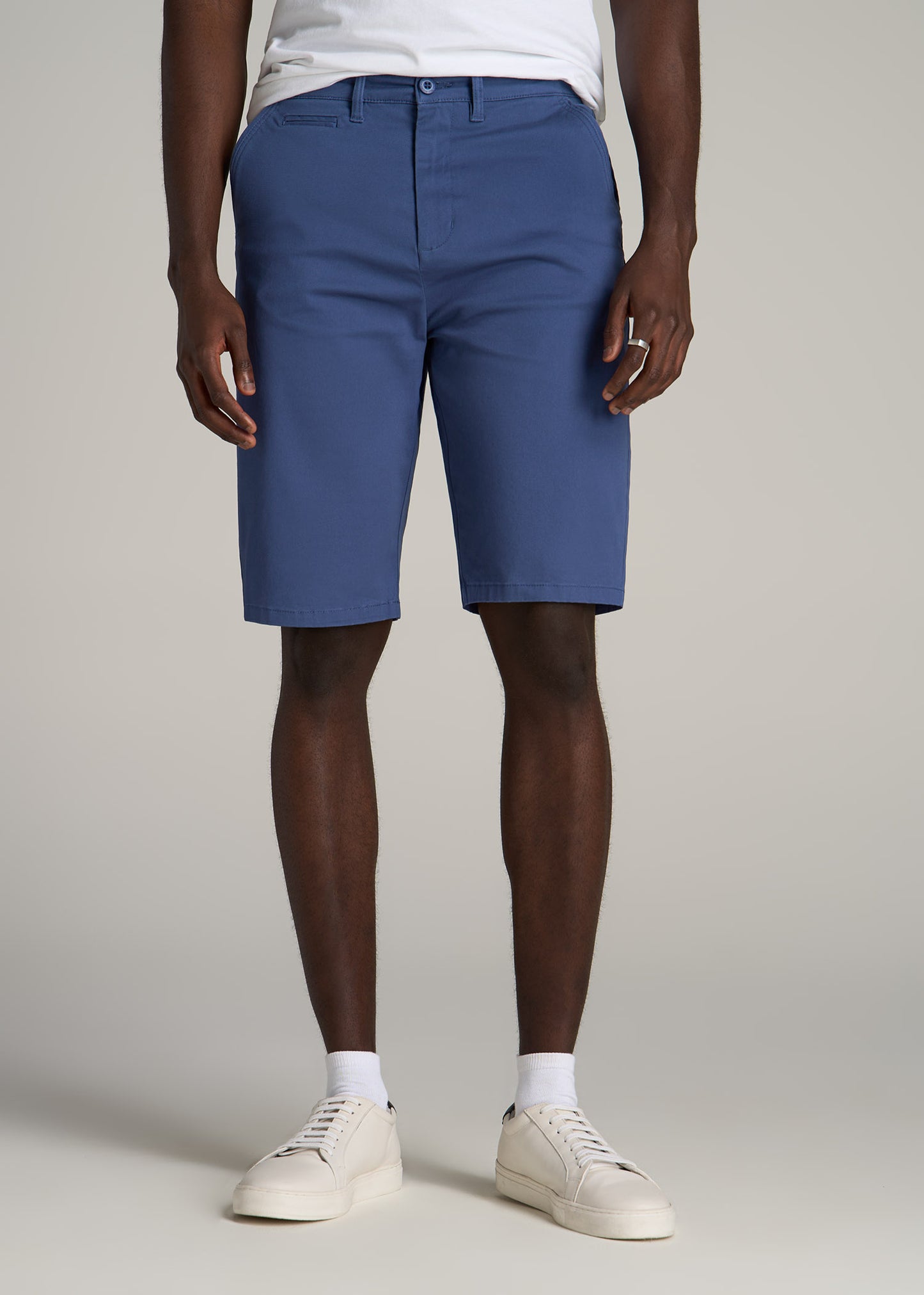 Chino Shorts for Tall Men in Steel Blue