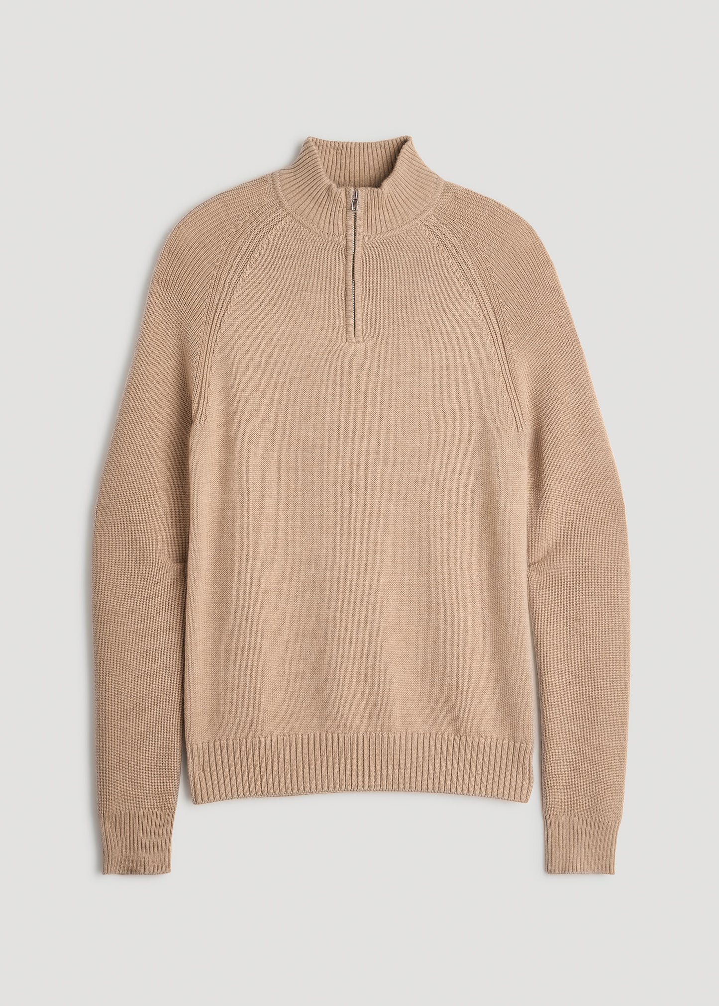 Chunky Merino Quarter Zip Sweater for Tall Men in Oat