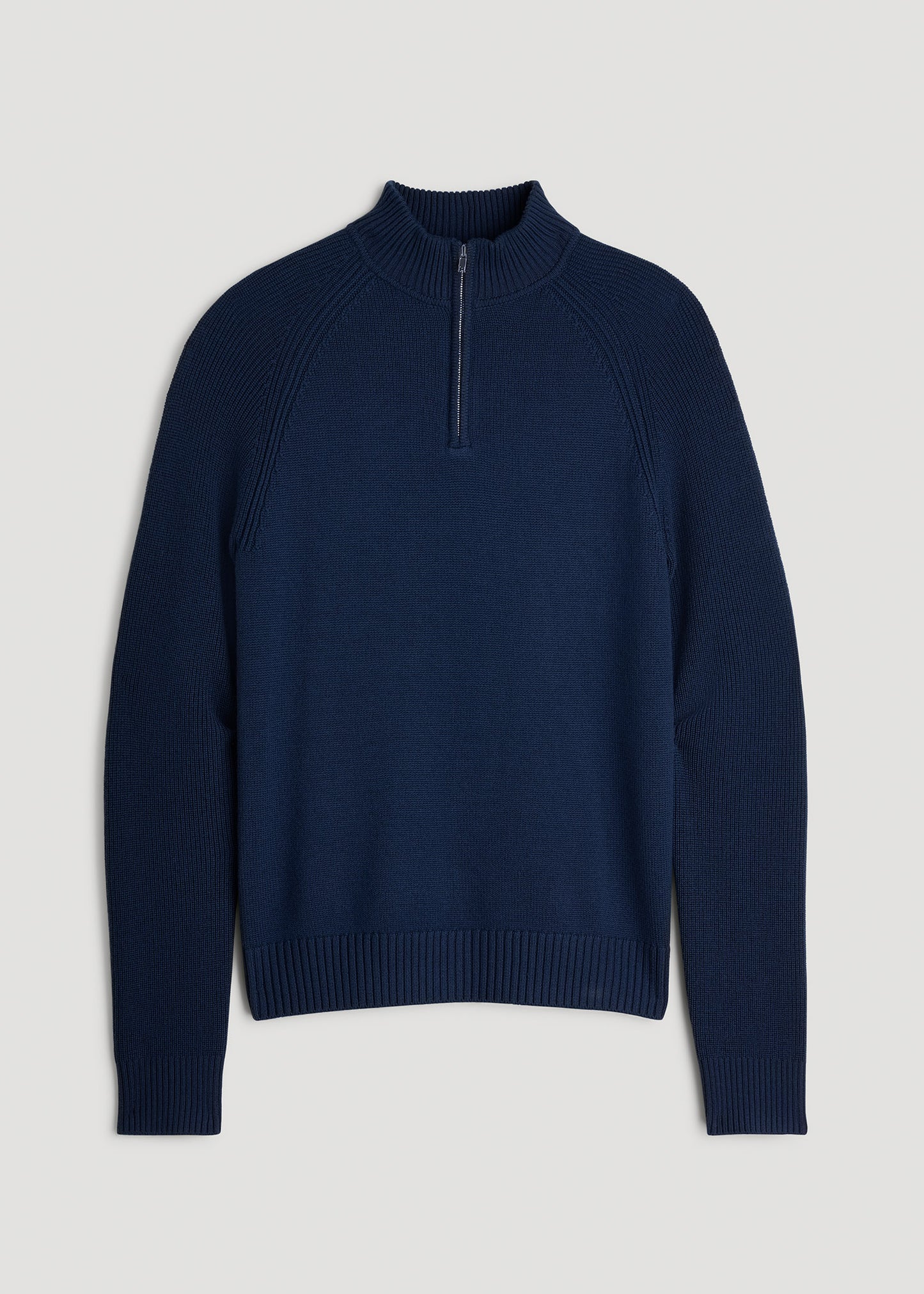 Chunky Merino Quarter Zip Sweater for Tall Men in Patriot Blue