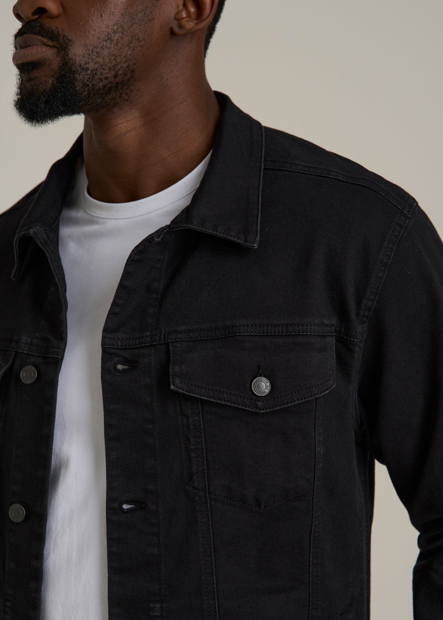 Classic Denim Jacket for Tall Men in Black