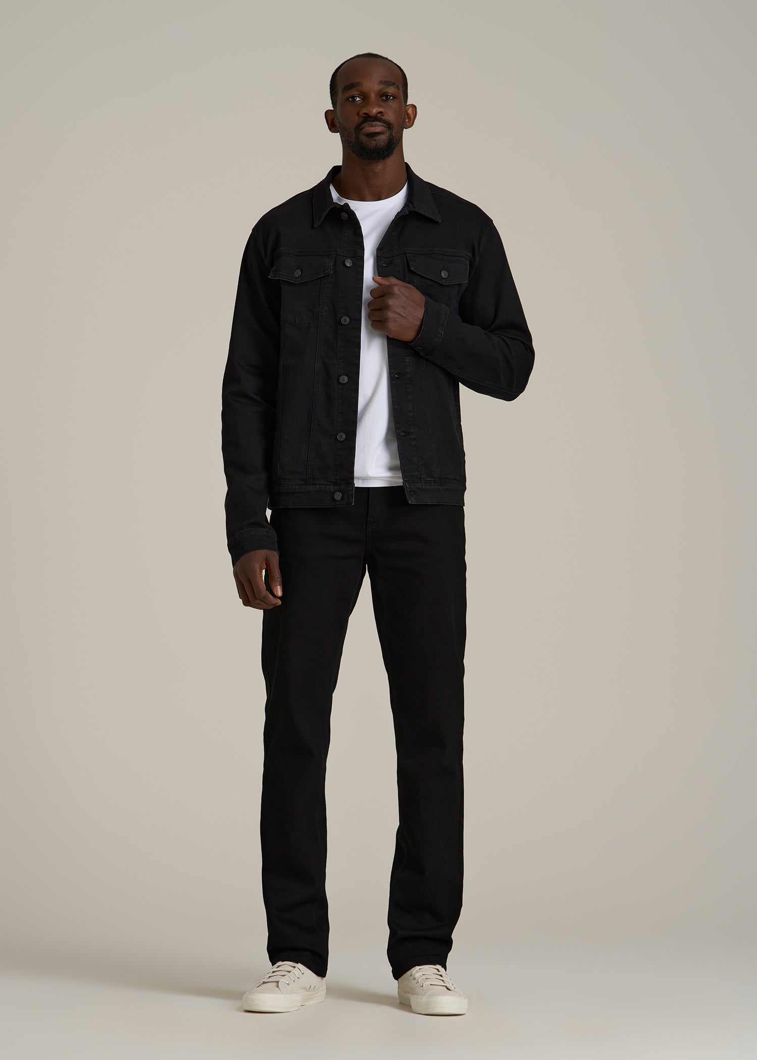 Classic Denim Jacket for Tall Men in Black