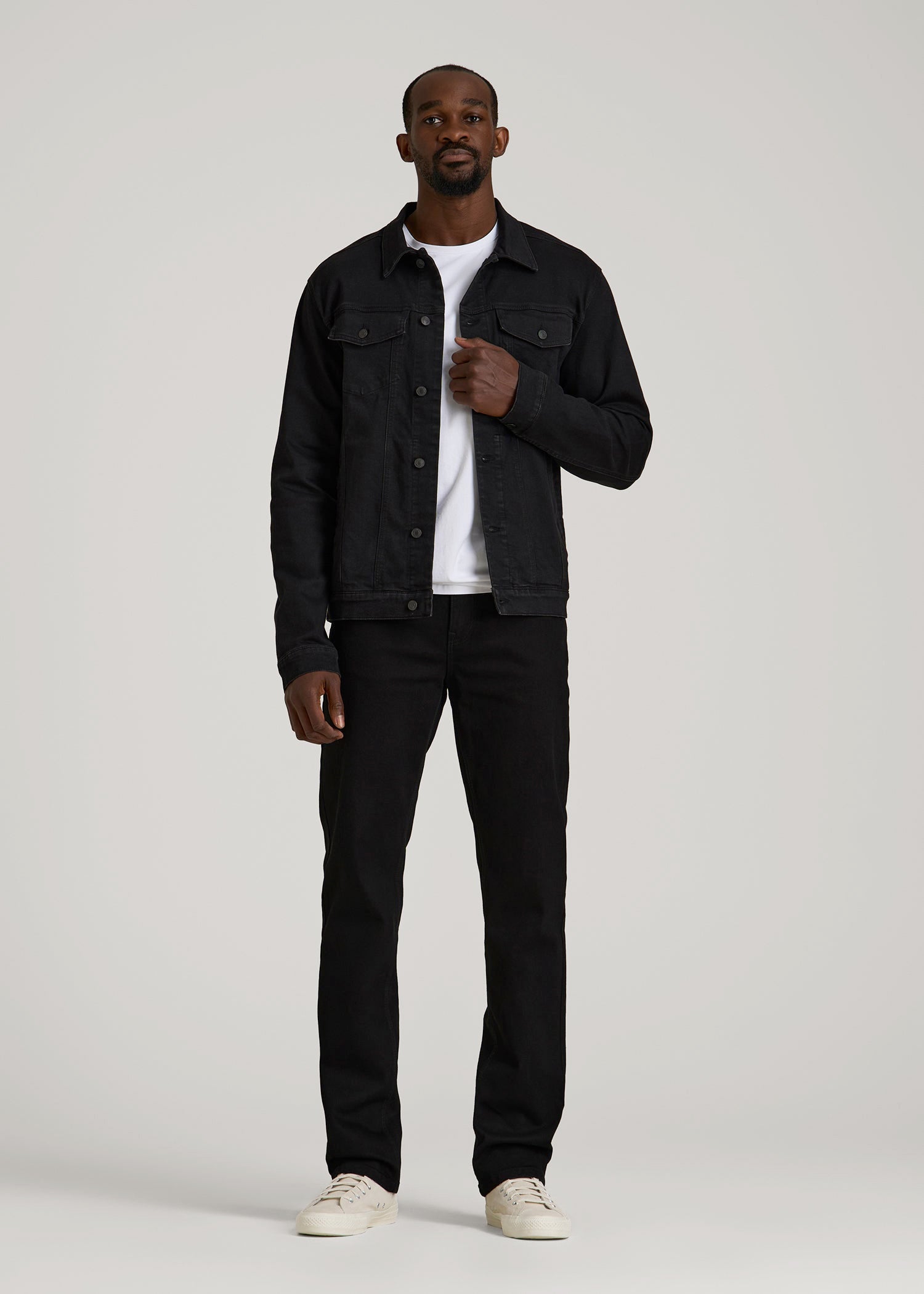 Classic Denim Jacket for Tall Men in Black