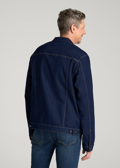 Classic Denim Jacket for Tall Men in Deep Indigo Wash