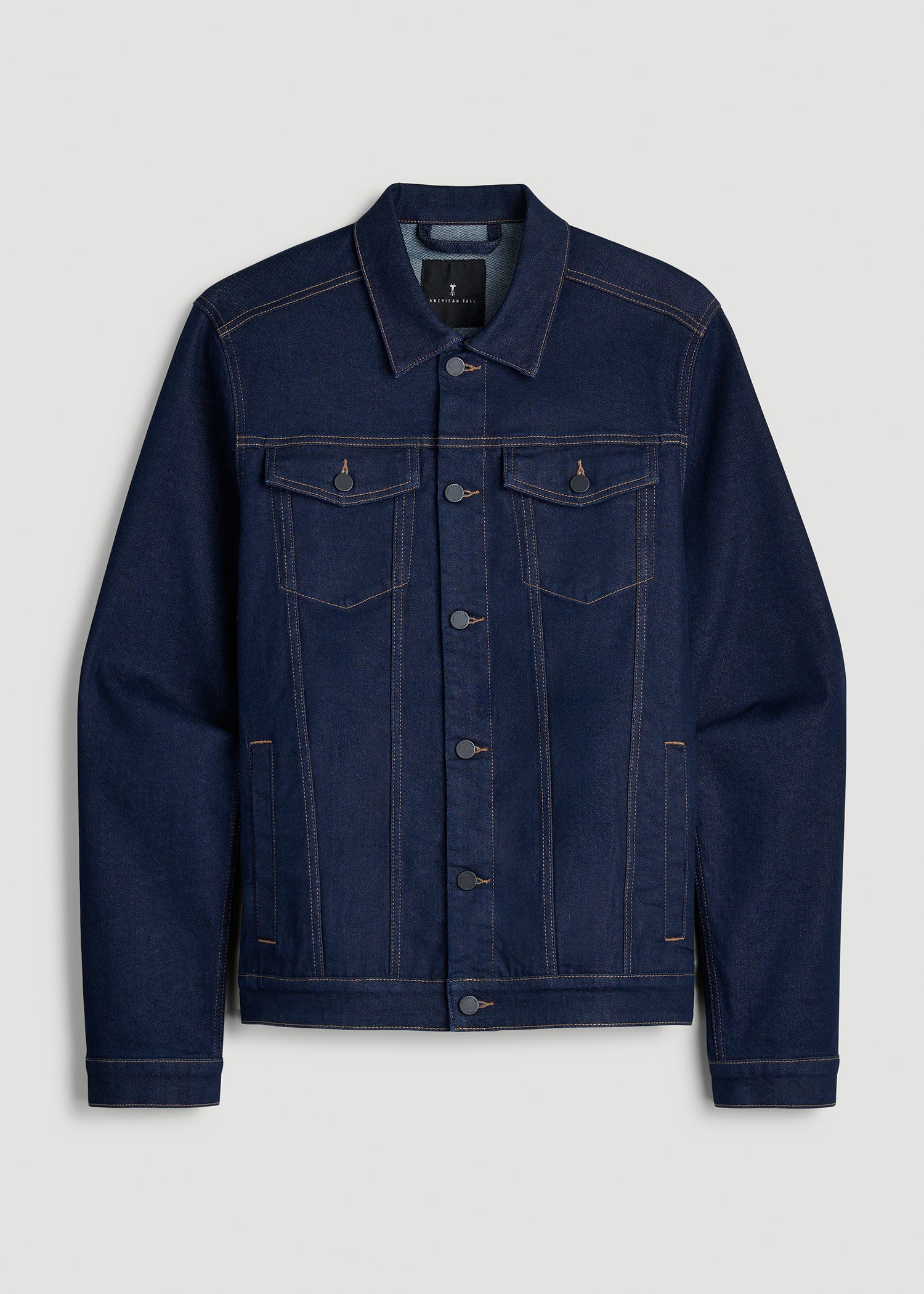 Classic Denim Jacket for Tall Men in Deep Indigo Wash