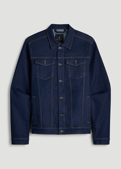 Classic Denim Jacket for Tall Men in Deep Indigo Wash