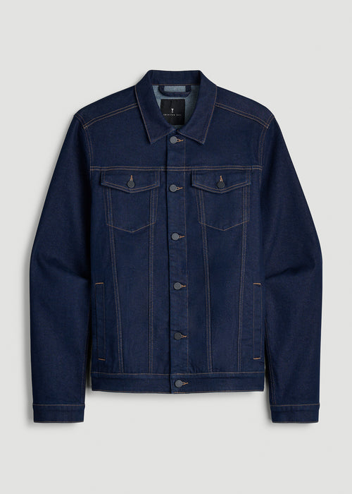 Classic Denim Jacket for Tall Men in Deep Indigo Wash