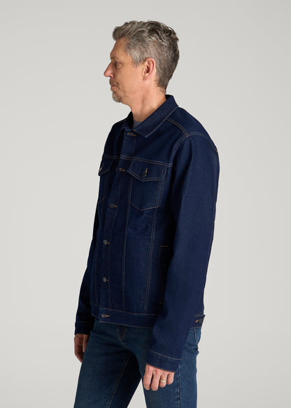Classic Denim Jacket for Tall Men in Deep Indigo Wash