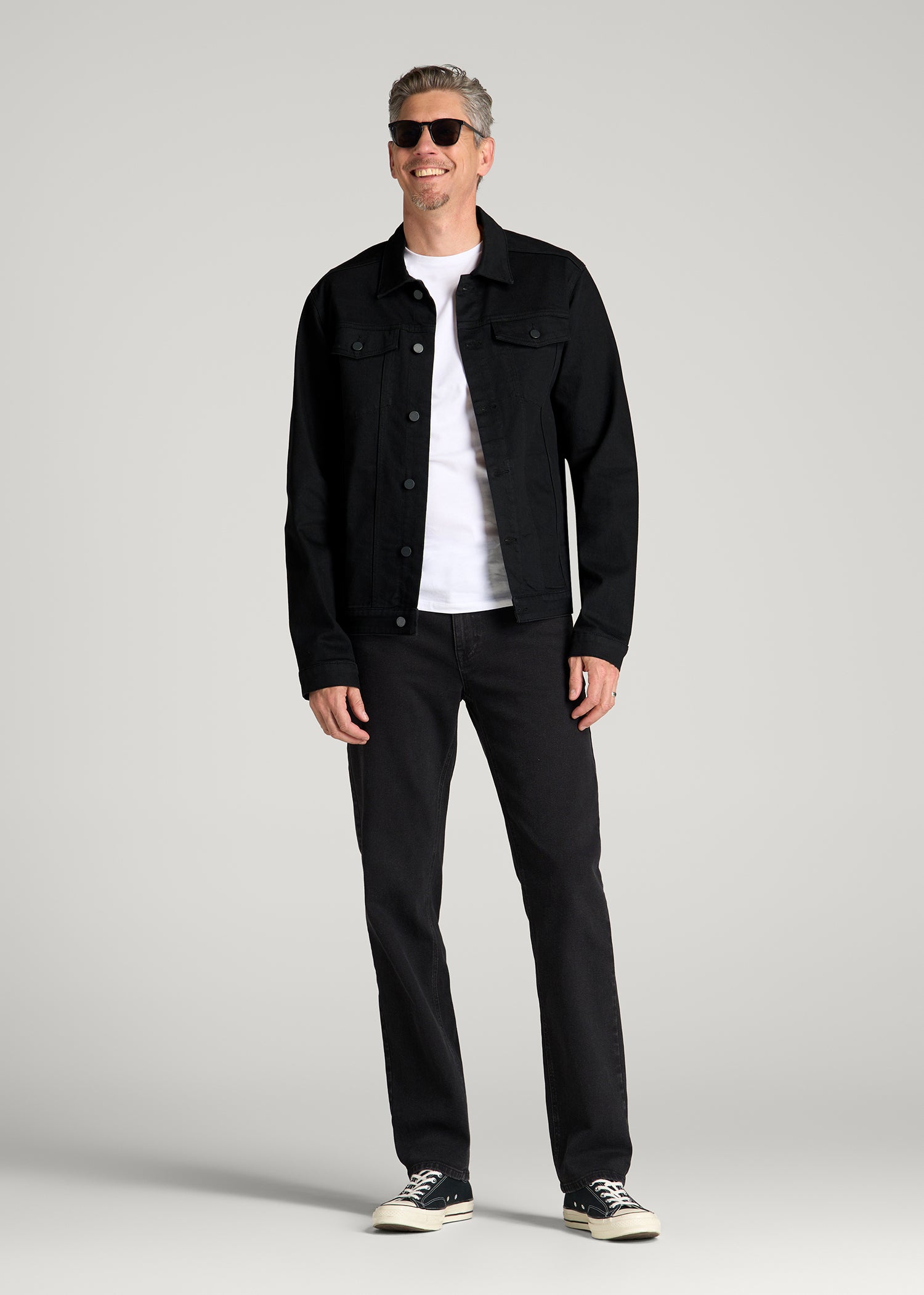 Classic Denim Jacket for Tall Men in Optimum Black