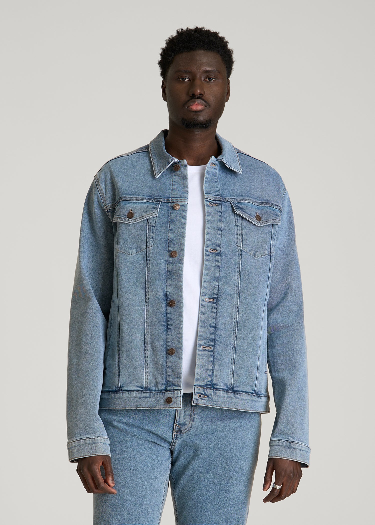 Classic Denim Jacket for Tall Men in Perfect Blue XL / Tall / Perfect Blue