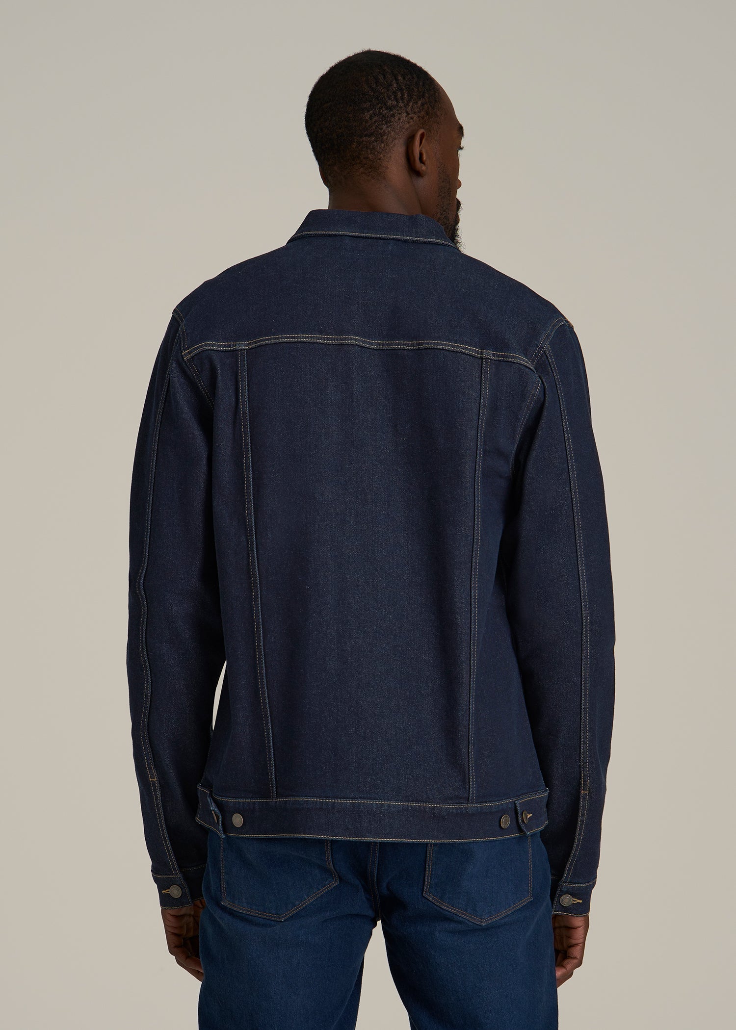 Classic Denim Jacket for Tall Men in Rinse Wash