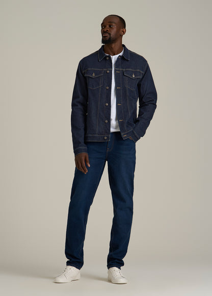 Classic Denim Jacket for Tall Men in Rinse Wash