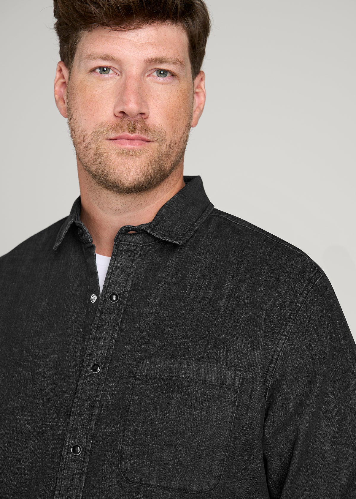 Classic Denim Shirt for Tall Men in Black Wash