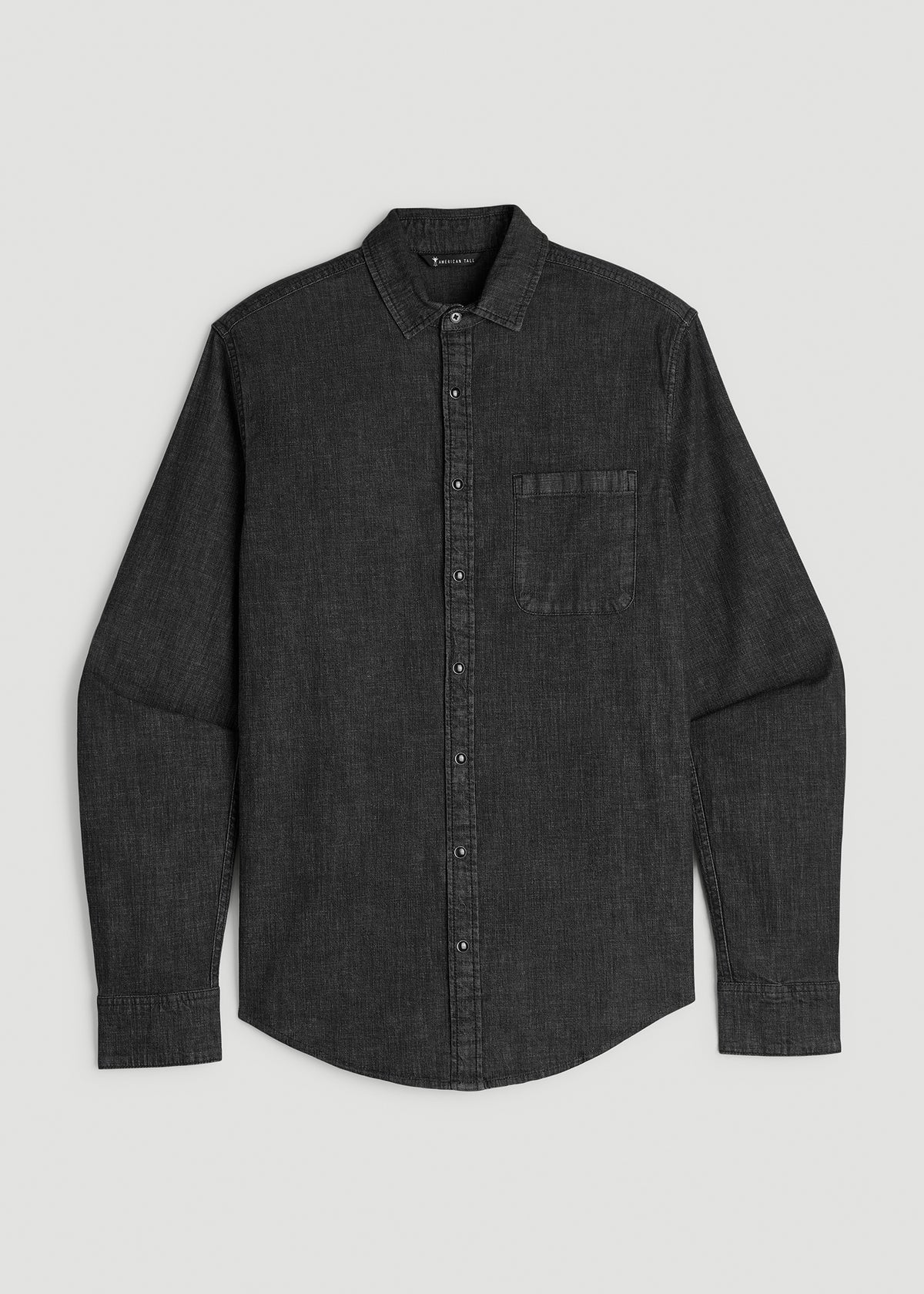 Classic Denim Shirt for Tall Men in Black Wash