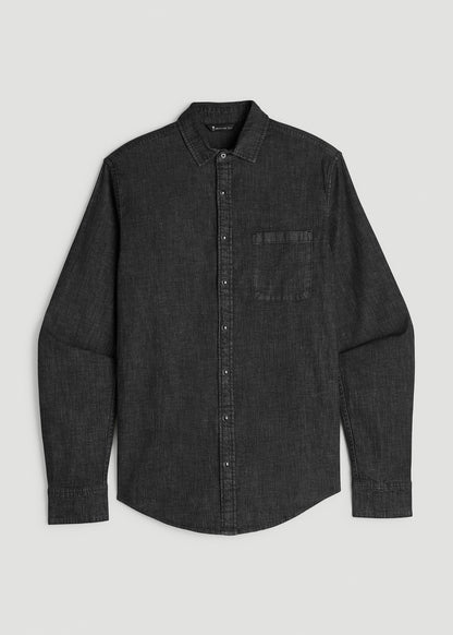 Classic Denim Shirt for Tall Men in Black Wash