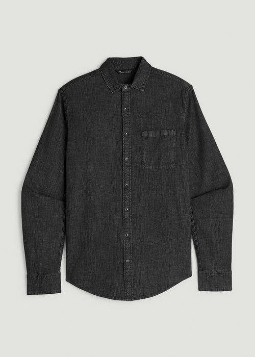 Classic Denim Shirt for Tall Men in Black Wash