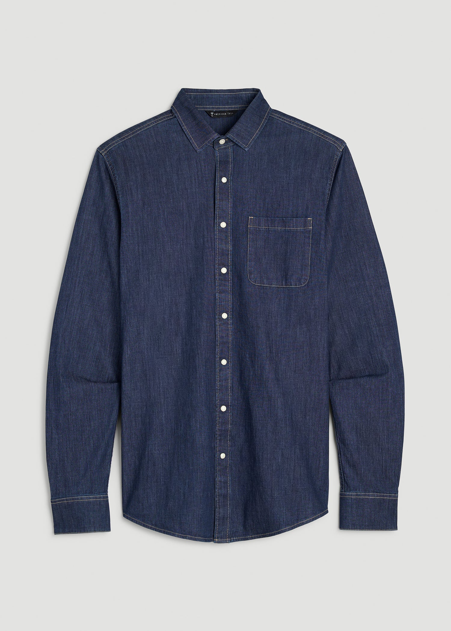 Classic Stretch Denim Shirt for Tall Men in Deep Indigo Classic Stretch Denim Shirt for Tall Men in Deep Indigo