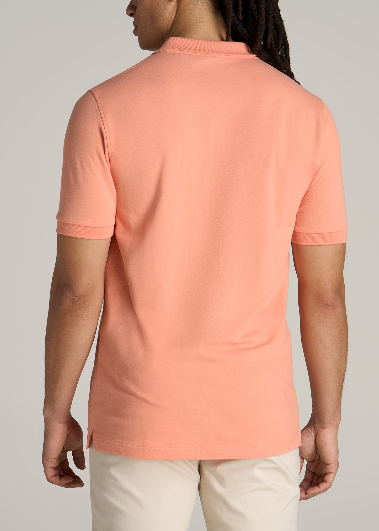 Men's Tall Classic Polo with Embroidered Logo in Apricot Crush