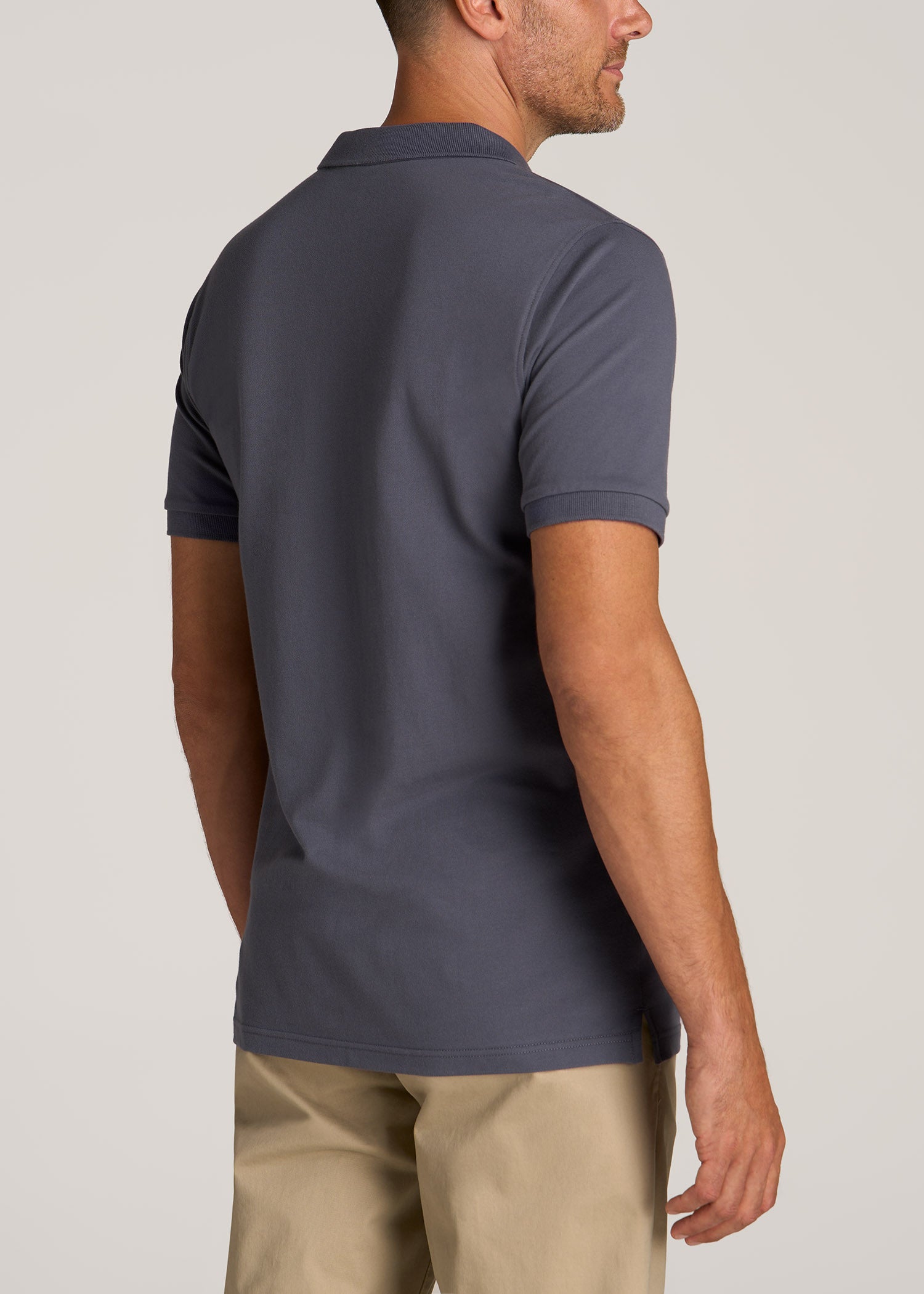 American-Tall-Men-Classic-Polo-Embroidered-Logo-Grey-Blue-back