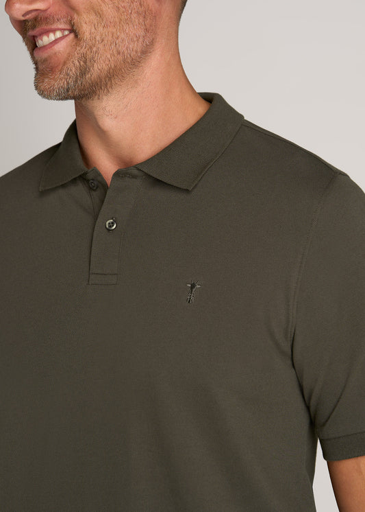 Men's Tall Classic Polo with Embroidered Logo in Hunter Green