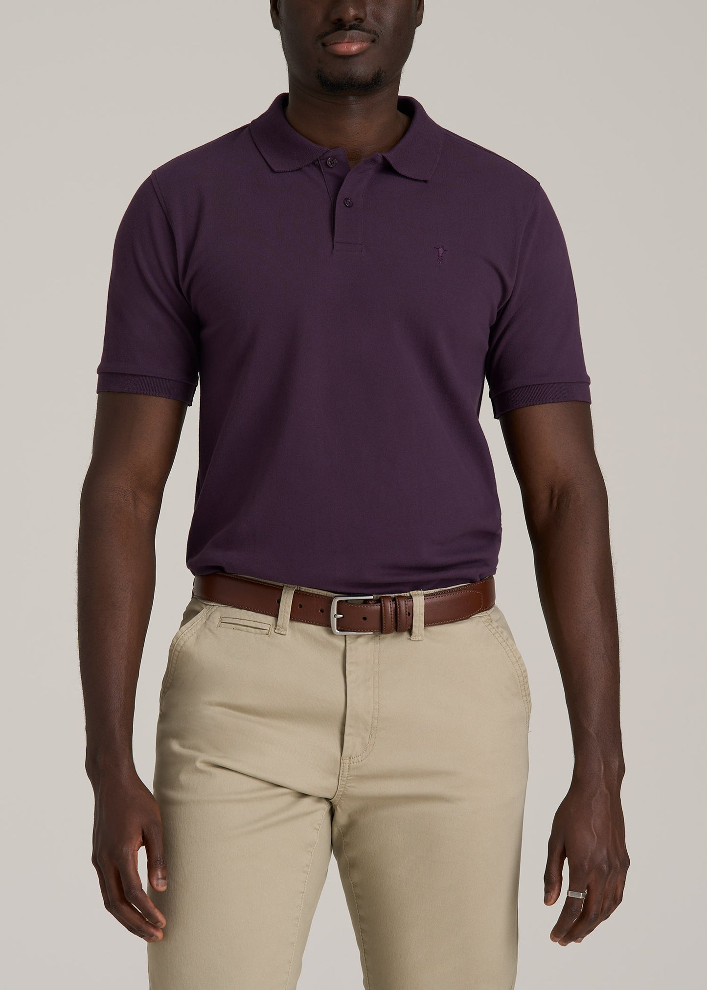 Men's Tall Classic Polo with Embroidered Logo in Midnight Plum