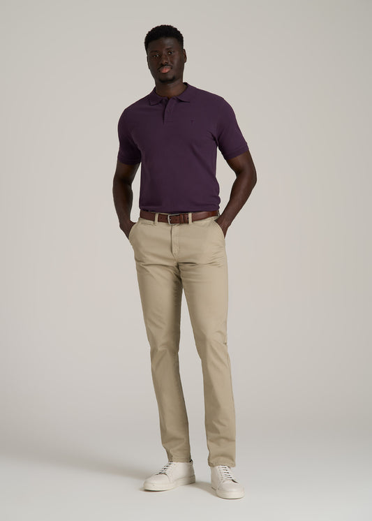 Men's Tall Classic Polo with Embroidered Logo in Midnight Plum