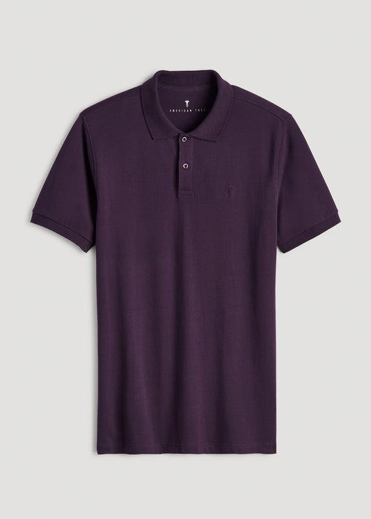 Men's Tall Classic Polo with Embroidered Logo in Midnight Plum