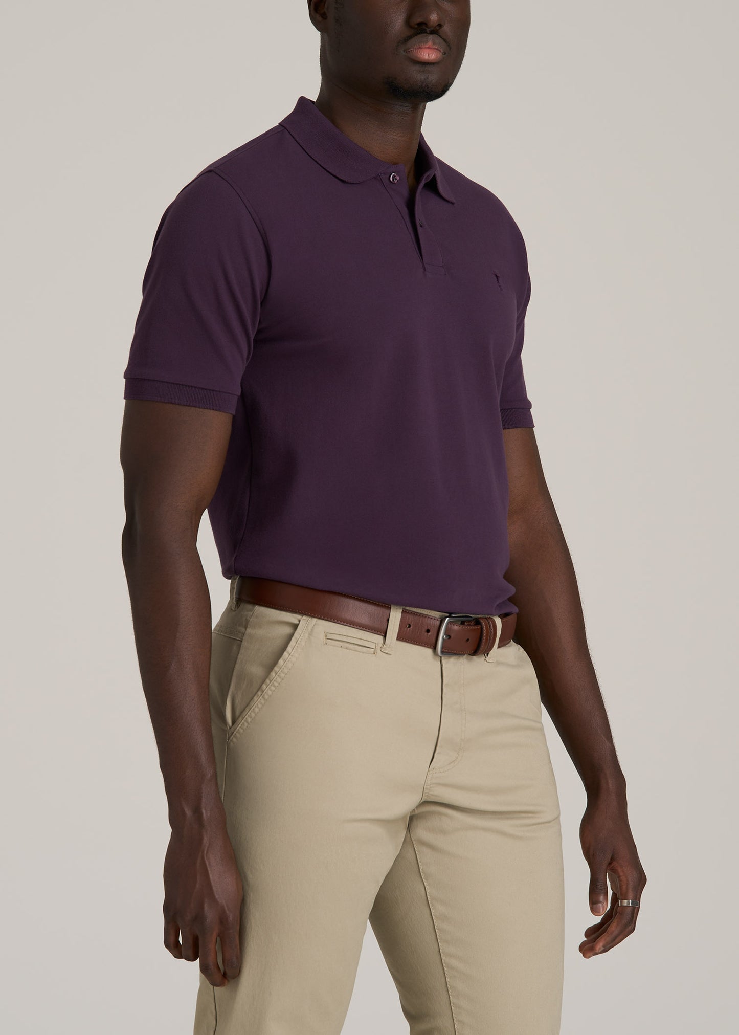 Men's Tall Classic Polo with Embroidered Logo in Midnight Plum