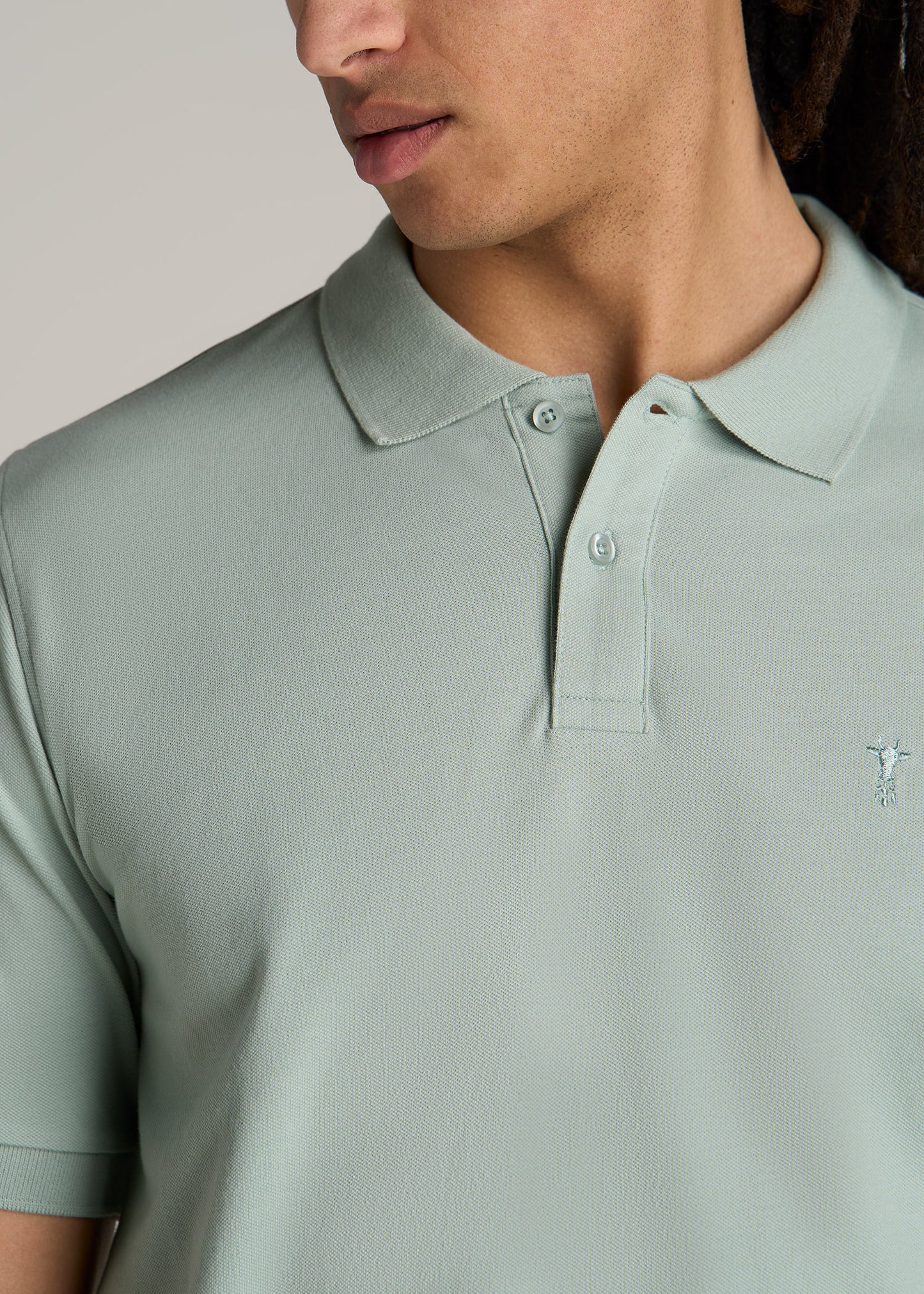 Men's Tall Classic Polo with Embroidered Logo in Sage Mist