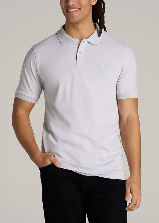 Men's Tall Classic Polo with Embroidered Logo in Vapor Grey