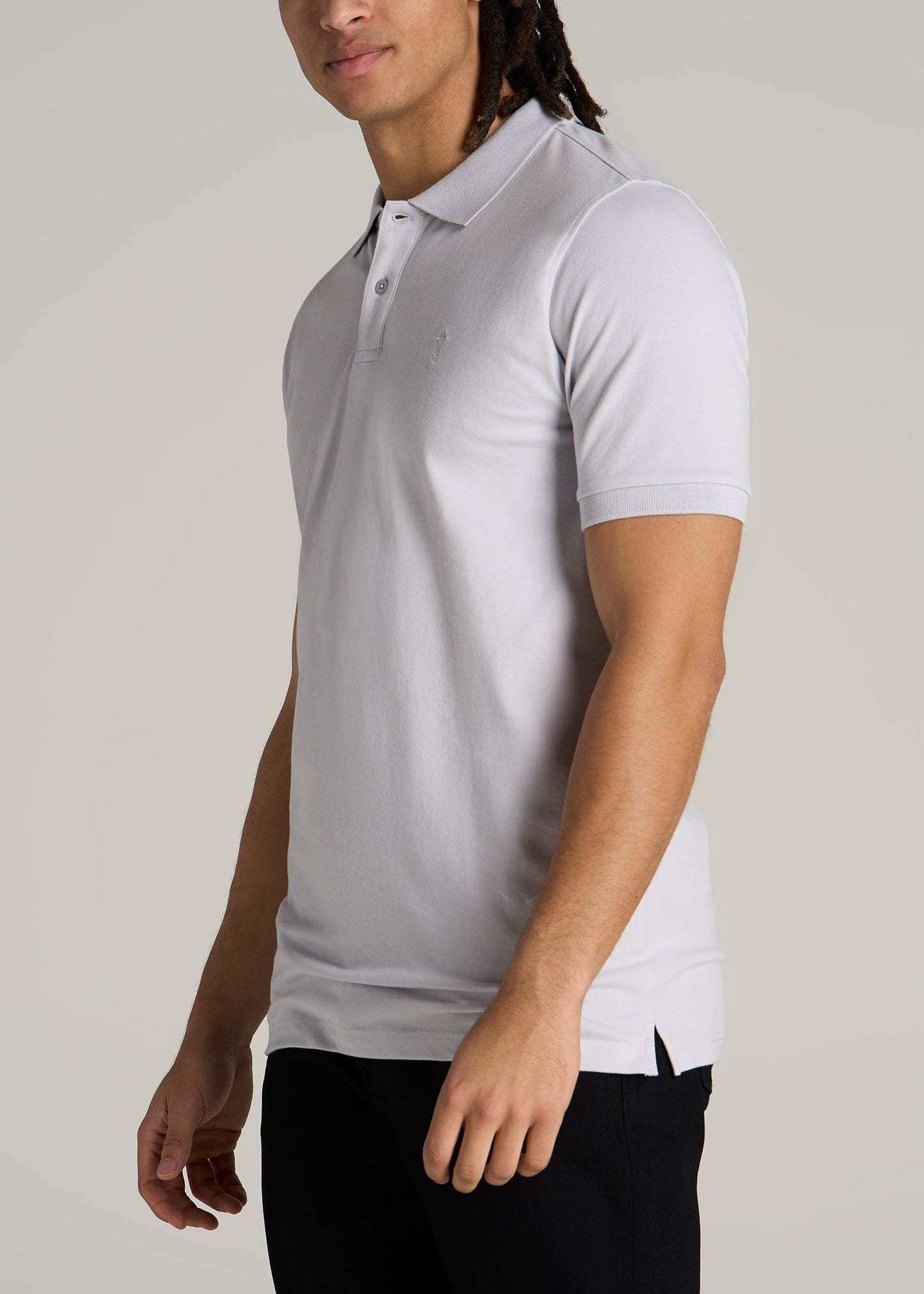 Men's Tall Classic Polo with Embroidered Logo in Vapor Grey