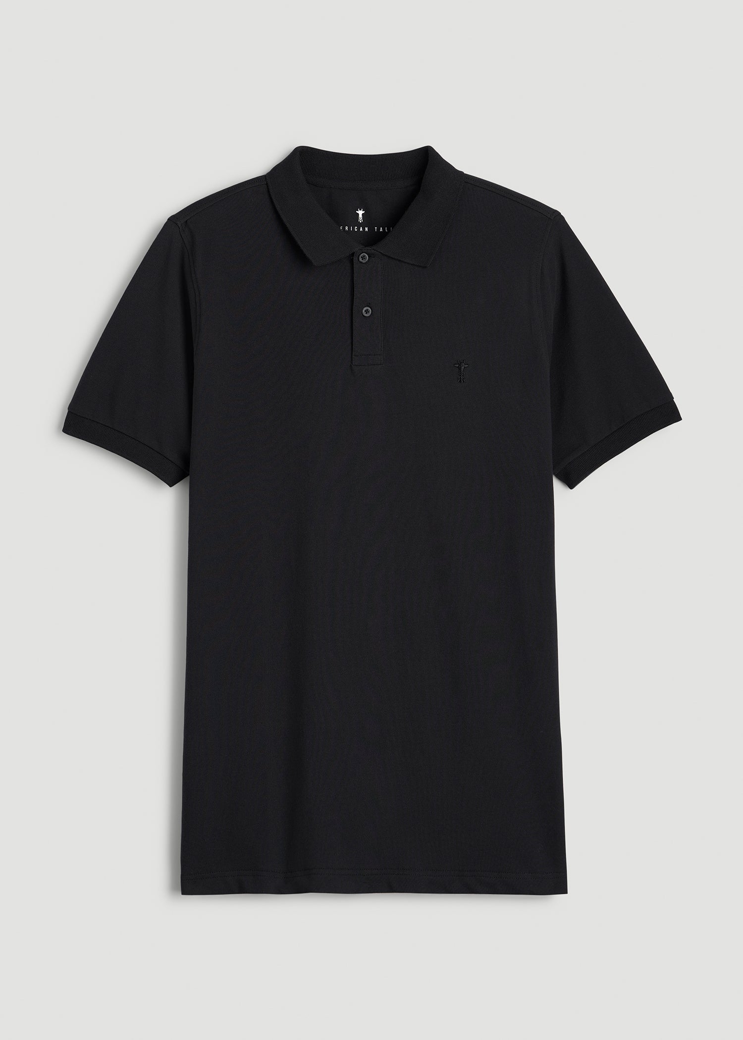 Classic Polo with Embroidered Logo for Tall Men in Black