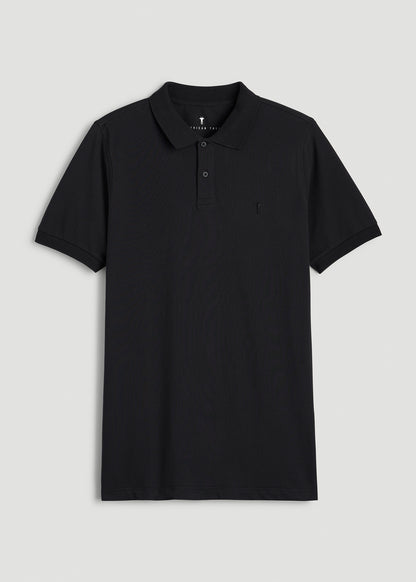 Classic Polo with Embroidered Logo for Tall Men in Black