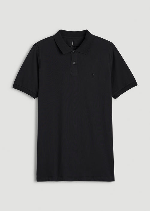 Classic Polo with Embroidered Logo for Tall Men in Black