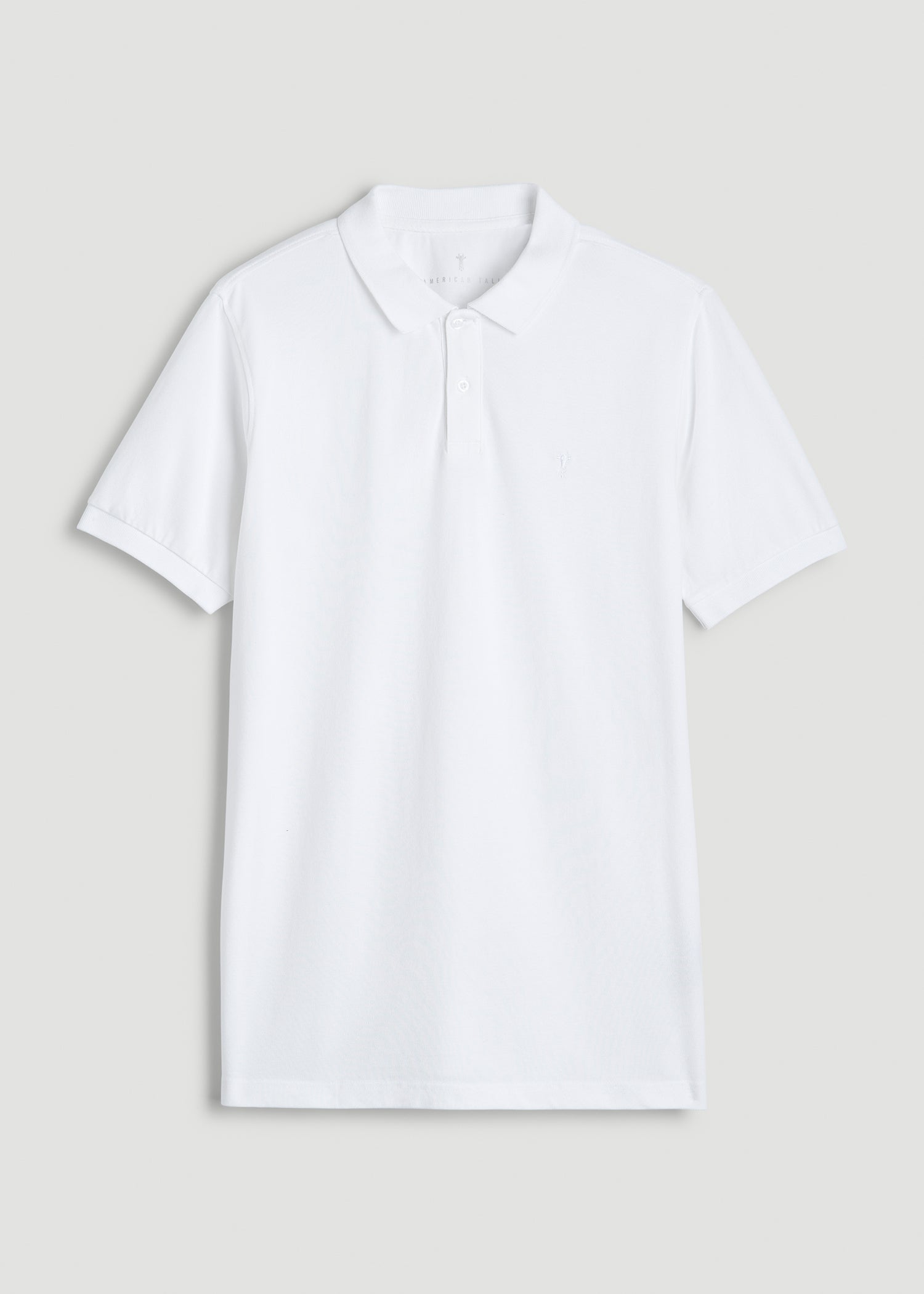 Classic Polo with Embroidered Logo for Tall Men in Bright White