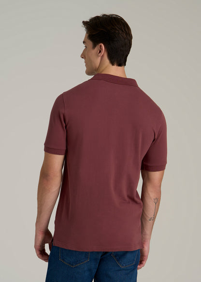 Classic Polo with Embroidered Logo for Tall Men in Cherry Brown