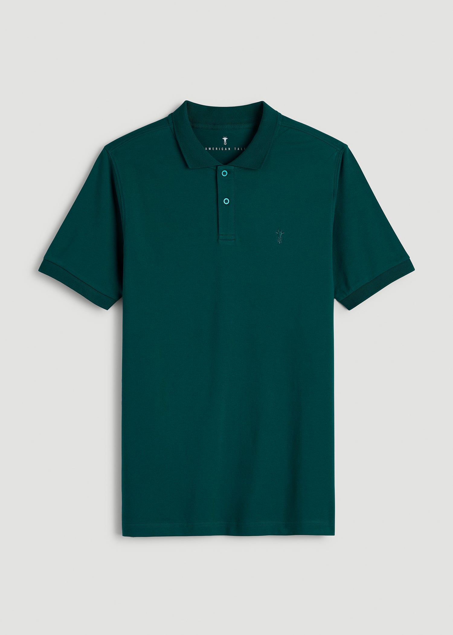 Classic Polo with Embroidered Logo for Tall Men in Deep Teal