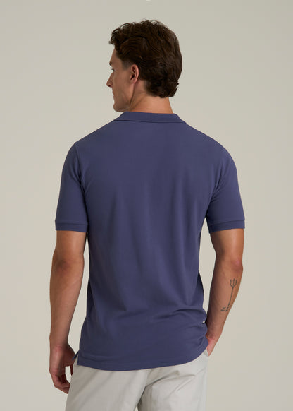 Classic Polo with Embroidered Logo for Tall Men in Future Dusk